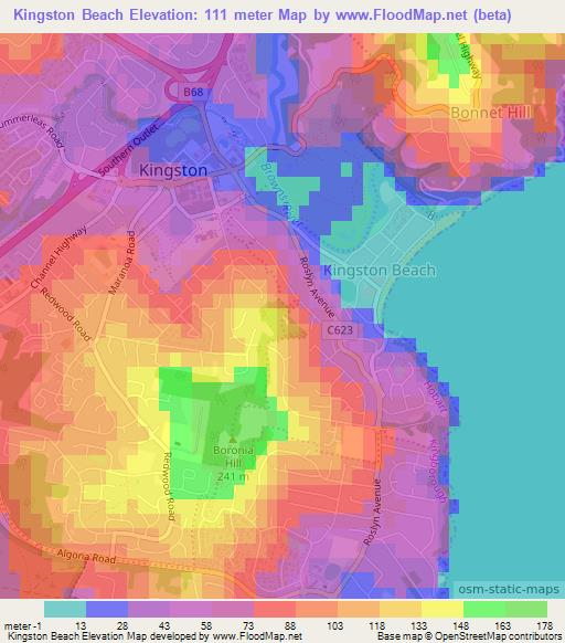 Kingston Beach,Australia Elevation Map