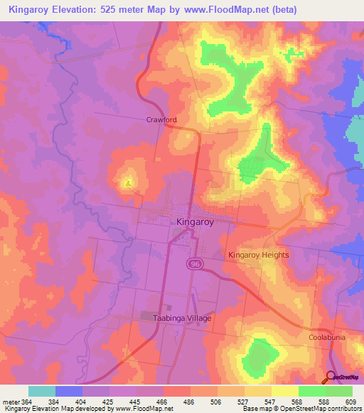 Kingaroy,Australia Elevation Map