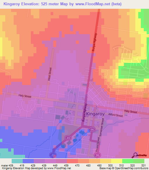 Kingaroy,Australia Elevation Map