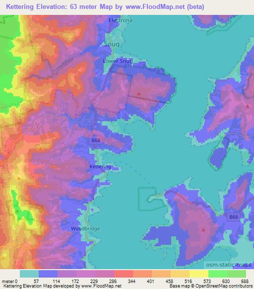 Kettering,Australia Elevation Map