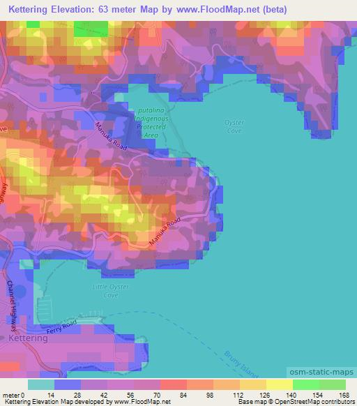 Kettering,Australia Elevation Map