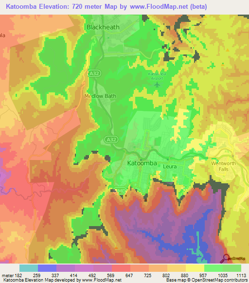 Katoomba,Australia Elevation Map