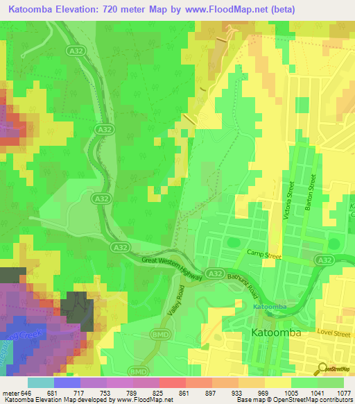 Katoomba,Australia Elevation Map