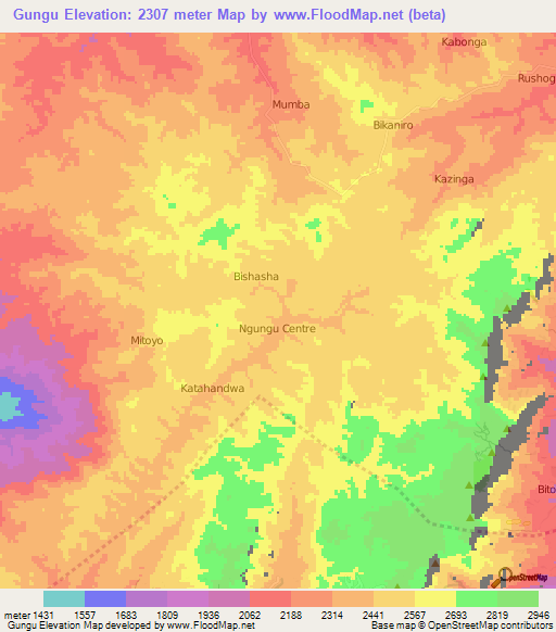 Gungu,Congo (Kinshasa) Elevation Map