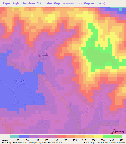 Bijar Bagh,Iran Elevation Map