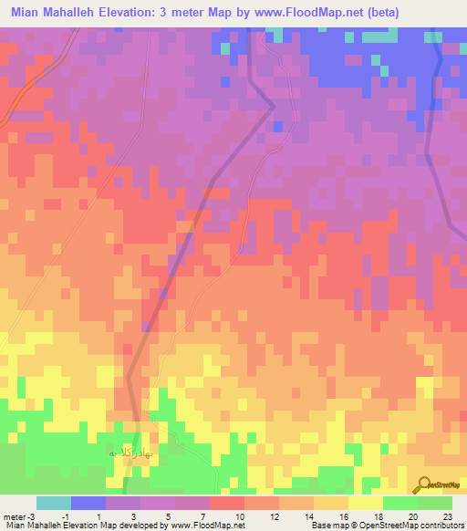 Mian Mahalleh,Iran Elevation Map