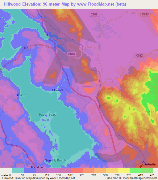 Hillwood,Australia Elevation Map