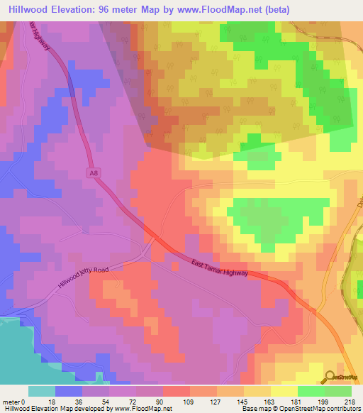 Hillwood,Australia Elevation Map