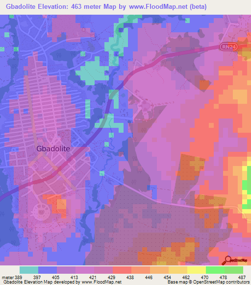 Gbadolite,Congo (Kinshasa) Elevation Map