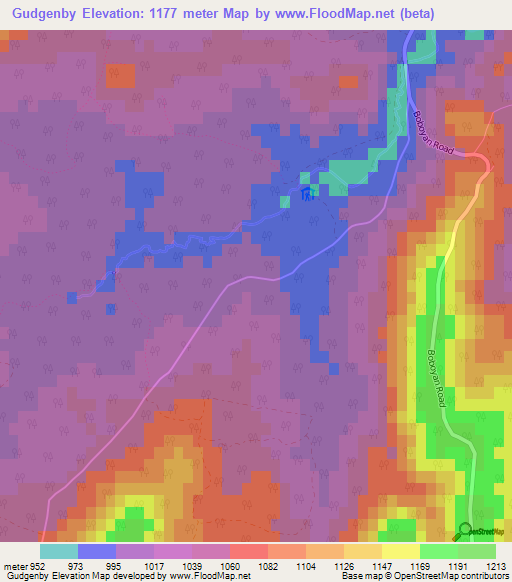 Gudgenby,Australia Elevation Map