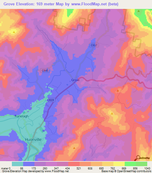 Grove,Australia Elevation Map