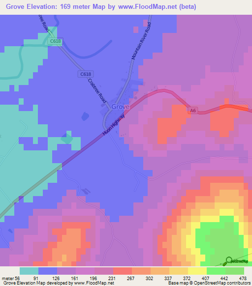 Grove,Australia Elevation Map