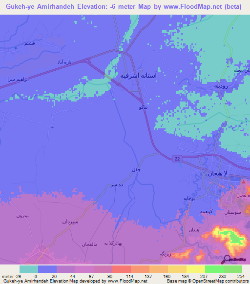 Gukeh-ye Amirhandeh,Iran Elevation Map