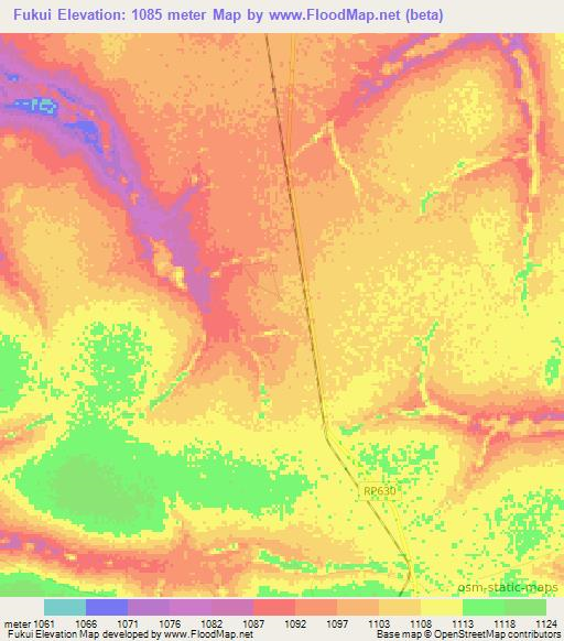 Fukui,Congo (Kinshasa) Elevation Map