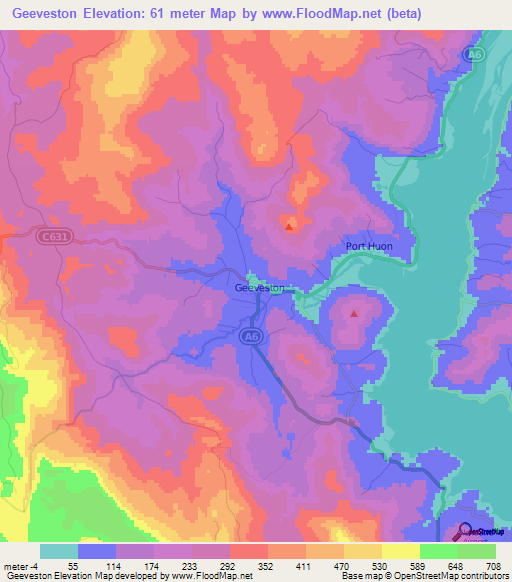 Geeveston,Australia Elevation Map