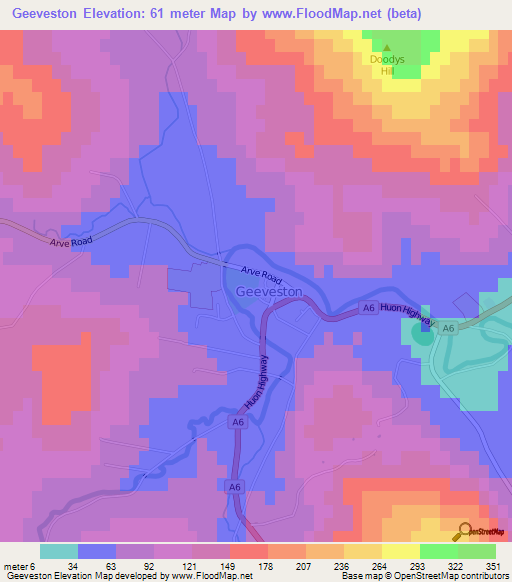 Geeveston,Australia Elevation Map