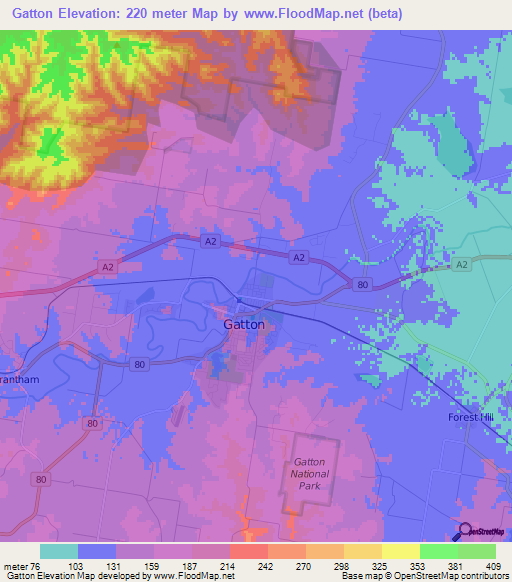 Gatton,Australia Elevation Map