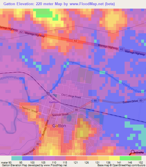 Gatton,Australia Elevation Map