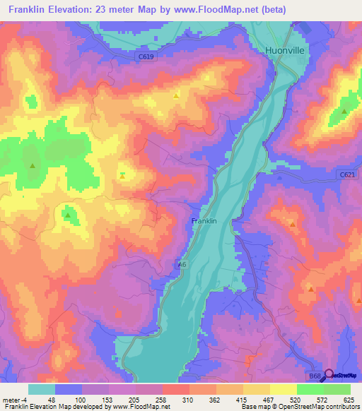 Franklin,Australia Elevation Map