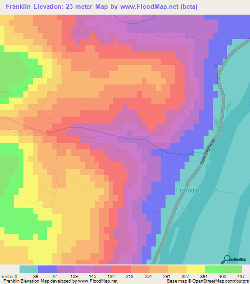 Franklin,Australia Elevation Map