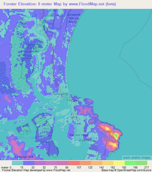 Forster,Australia Elevation Map