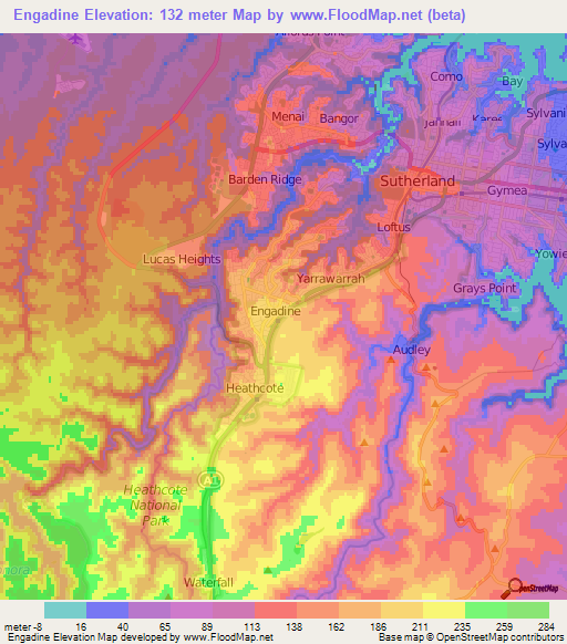 Engadine,Australia Elevation Map