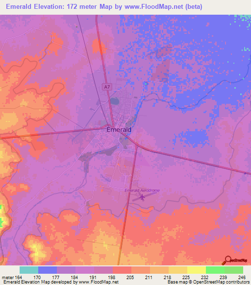 Emerald,Australia Elevation Map