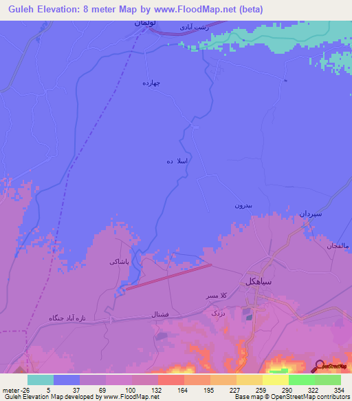 Guleh,Iran Elevation Map