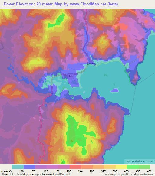 Dover,Australia Elevation Map