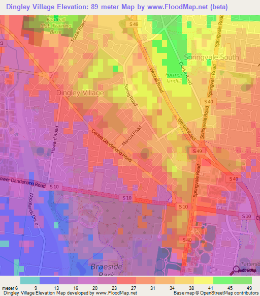 Dingley Village,Australia Elevation Map