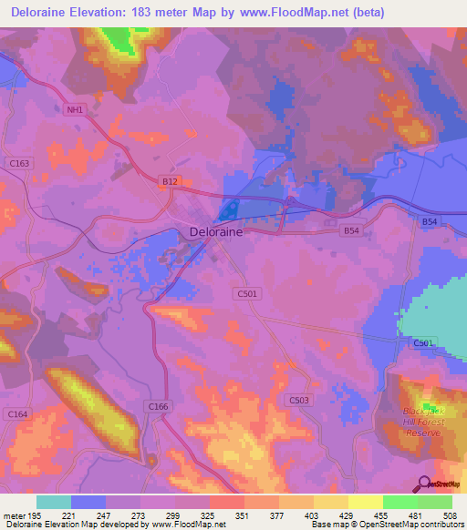 Deloraine,Australia Elevation Map