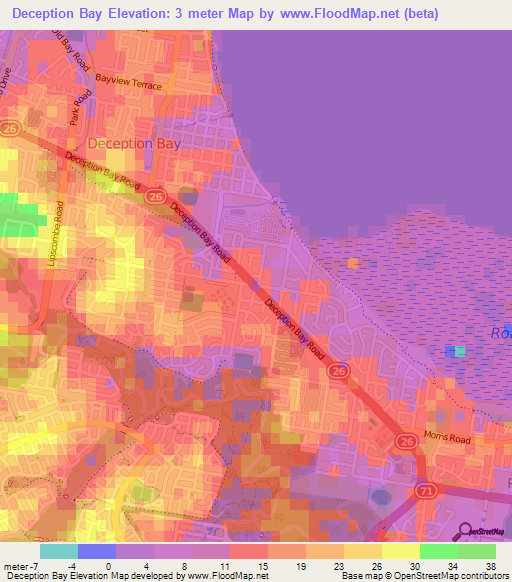 Deception Bay,Australia Elevation Map