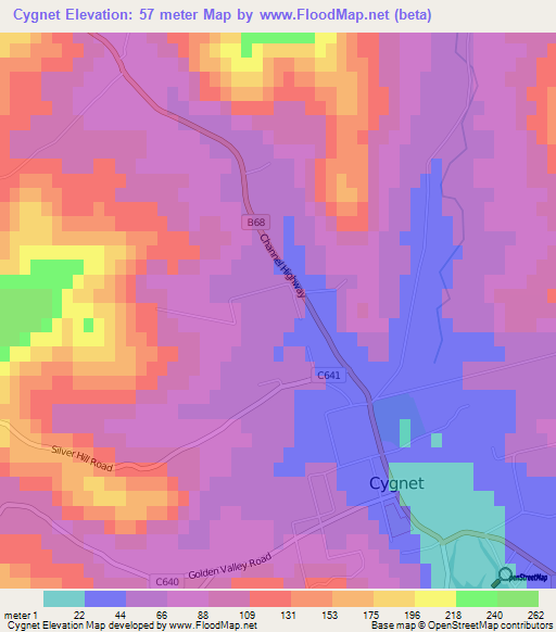 Cygnet,Australia Elevation Map