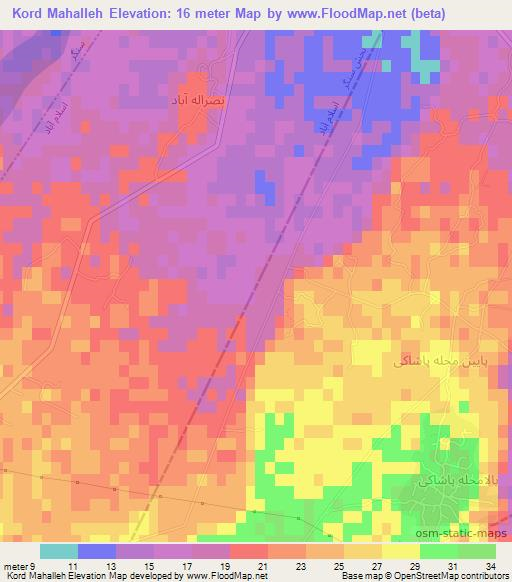Kord Mahalleh,Iran Elevation Map