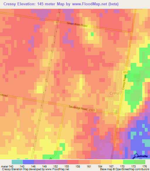 Cressy,Australia Elevation Map
