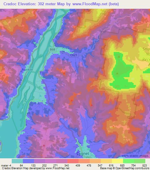 Cradoc,Australia Elevation Map