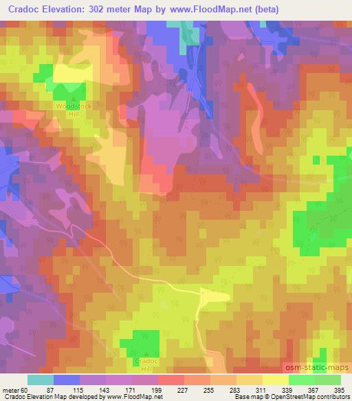 Cradoc,Australia Elevation Map