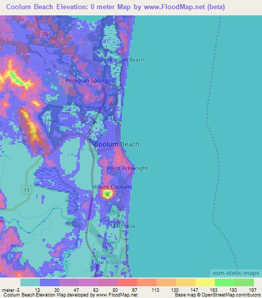 Coolum Beach,Australia Elevation Map