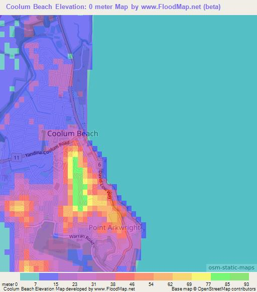 Coolum Beach,Australia Elevation Map