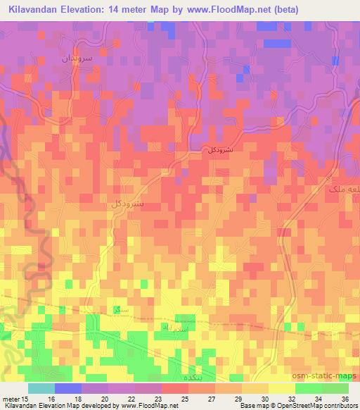 Kilavandan,Iran Elevation Map