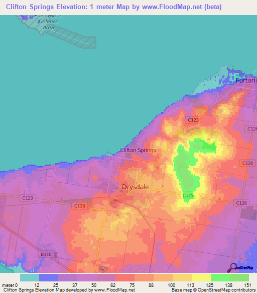 Clifton Springs,Australia Elevation Map