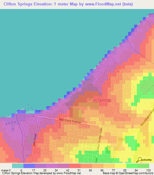 Clifton Springs,Australia Elevation Map
