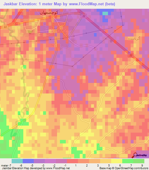 Jaskbar,Iran Elevation Map