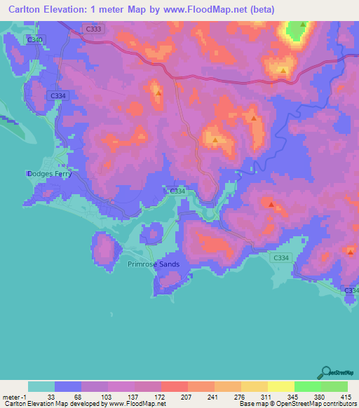 Carlton,Australia Elevation Map