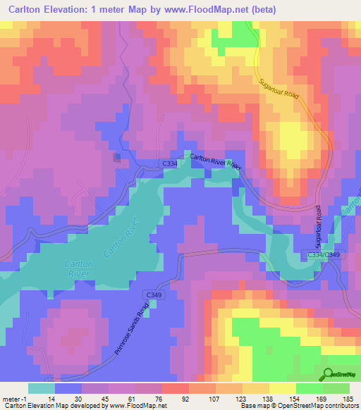 Carlton,Australia Elevation Map