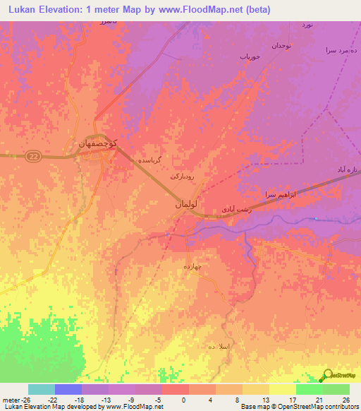 Lukan,Iran Elevation Map