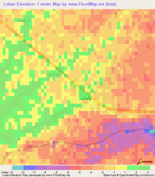 Lukan,Iran Elevation Map