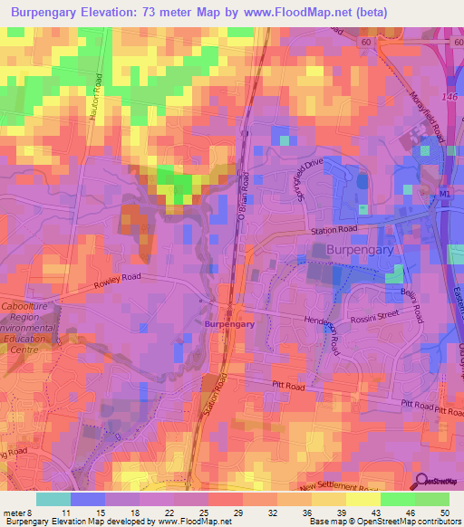 Burpengary,Australia Elevation Map