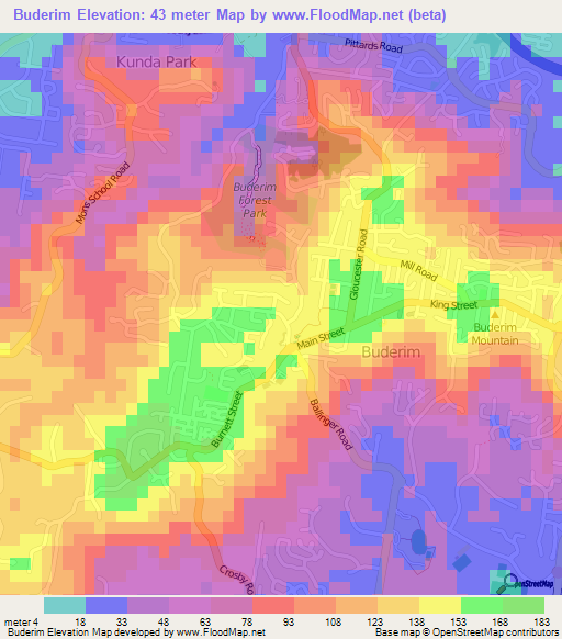 Buderim,Australia Elevation Map