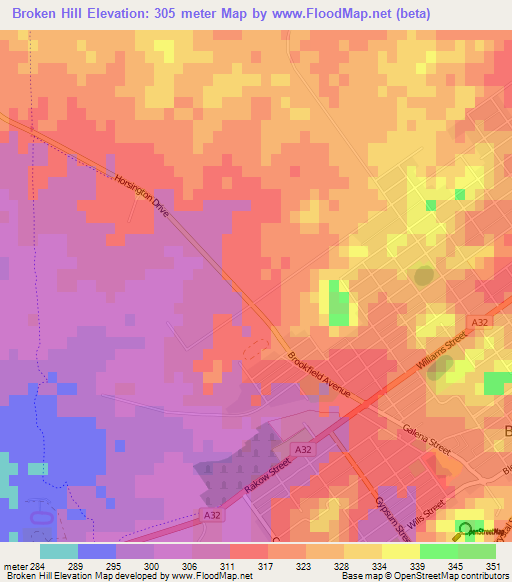 Broken Hill,Australia Elevation Map